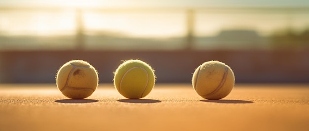 Piłka tenisowa leży na korcie tenisowym z napisem „tenis” na górze.