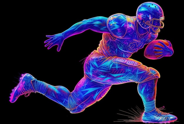 piłkarz biegający w blasku niebieskiego i fioletowego