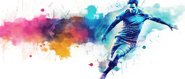 Piłkarz kopiąc piłkę szkic doodle ilustracja piłkarz fifa Ai generowane