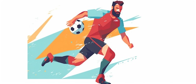 Piłkarz kopiąc piłkę szkic doodle ilustracja piłkarz fifa Ai generowane