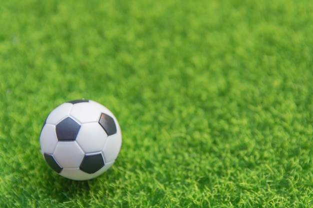 Piłki nożnej na trawy zieleni polu z kopii przestrzenią
