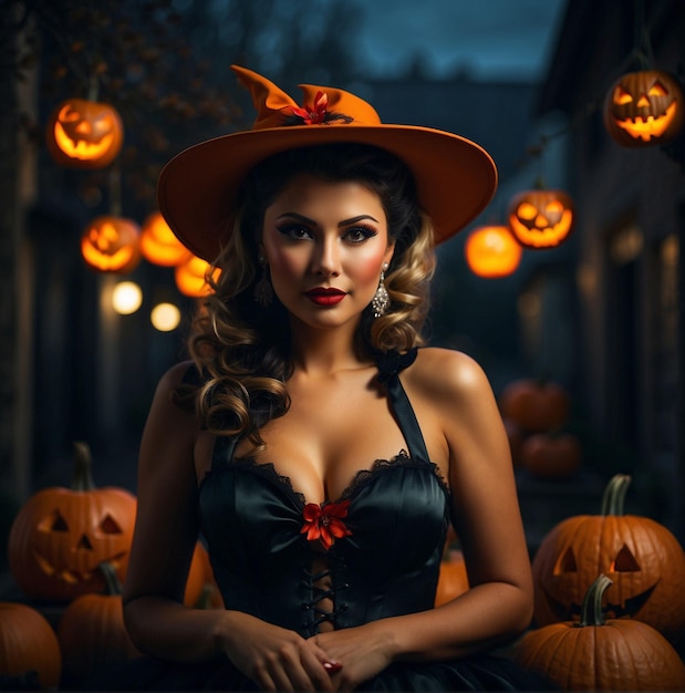 pin up girl w kostiumie na Halloween