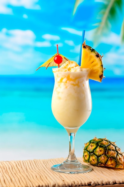 Pina colada na plaży Generacyjna sztuczna inteligencja