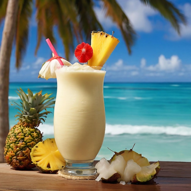 Pina colada ozdobiona owocamiGenerative ai