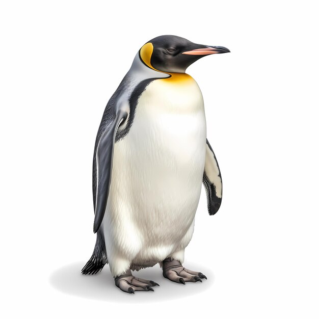 Pinguin w stylu fotorealistycznych kompozycji na białym tle 4 x 5