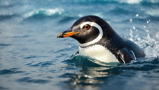 Pingwin Gentoo szybujący po wodach oceanu