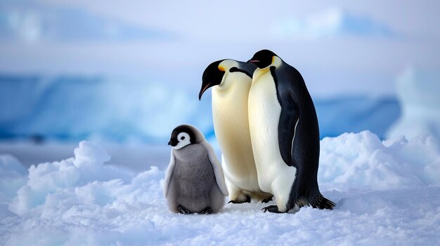 Pingwiny cesarskie na lodzie morskim w Morzu Weddella Generative Ai