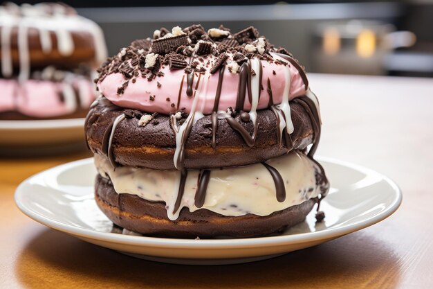 Zdjęcie pinktopped oreo ice cream donut