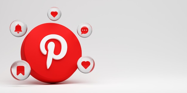 Pinterest 3d render aplikacji logo tło Platforma mediów społecznościowych Youtube