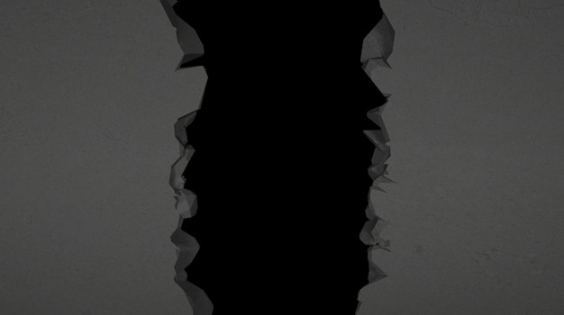 pionowa przerwa w czarnej ścianie, ilustracja 3d