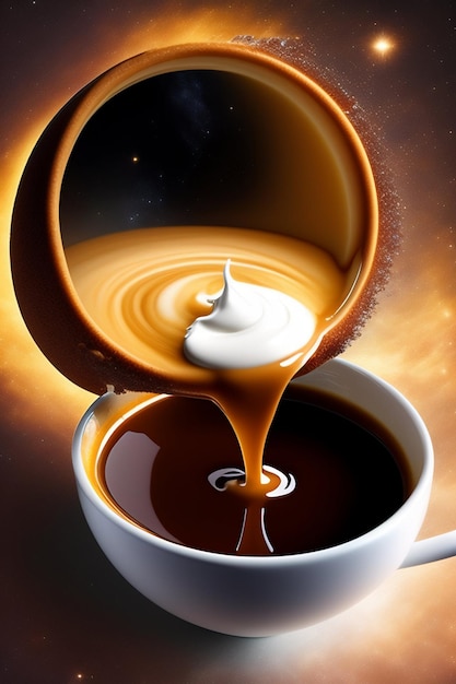 Pionowe ujęcie gorącej kawy z goframi ai generative