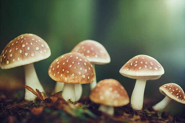 Pionowe ujęcie uroczych małych grzybów w przyrodzie