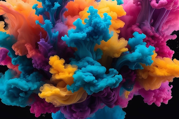 Pionowy atrament w wodzie abstrakcyjne tło ruch kolorowy tapeta kolorowa chmura atramentu