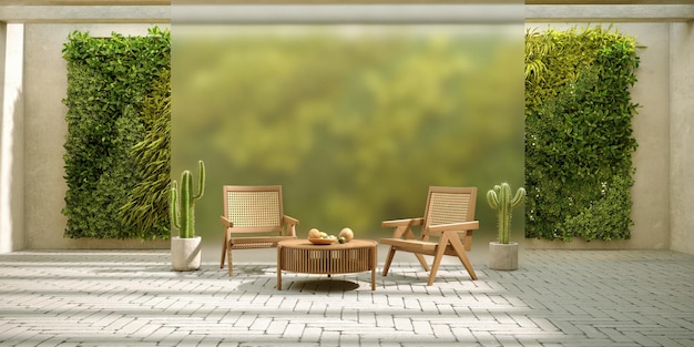 Pionowy ogród ścienny w aranżacji wnętrz 3d render
