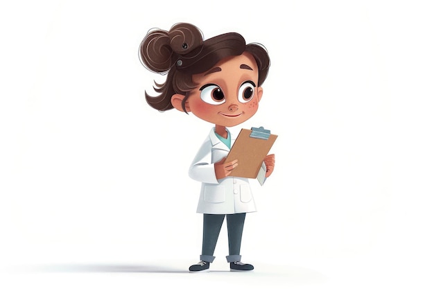 Piosenka pielęgniarka trzymająca schowek pixar dziecięcy styl ilustracji pełny kolor pełny ciało pielęgniarki mundur płaski kolory białe tło bez obrysu ar 32 stylizować 250 Job ID 0418d994e180498ebfb236aabff4a7f6