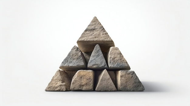 Zdjęcie piramida wykonana ze skał na białym tle