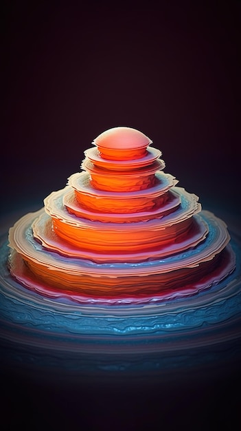Zdjęcie piramida ze szkła z pomarańczowymi i czerwonymi kolorami.