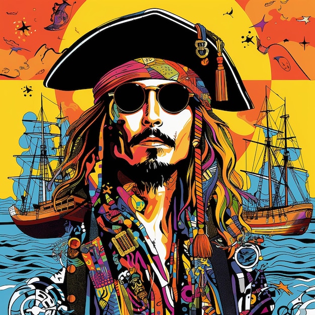 Pirat z Karaibów Jack Sparrow AI Jack Sparrow grafika wektorowa Jack Sparrow ilustracja