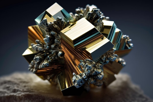 Piryt lub żelazo piryt lub złoto głupie minerał disulfidu żelaza