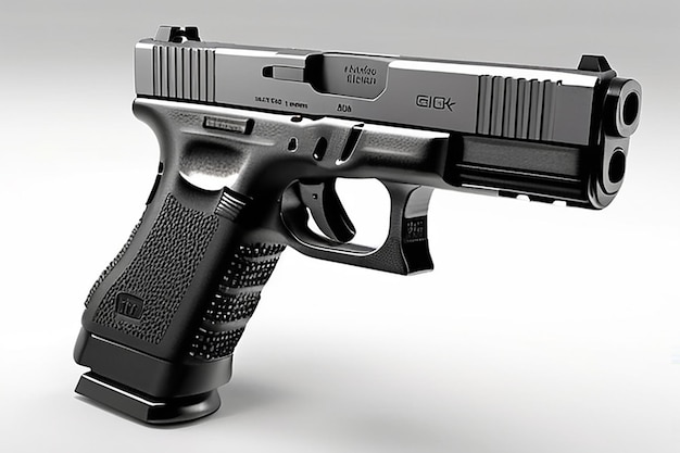 Pistolet Glock 19 Gen 4 model 3d na białym tle