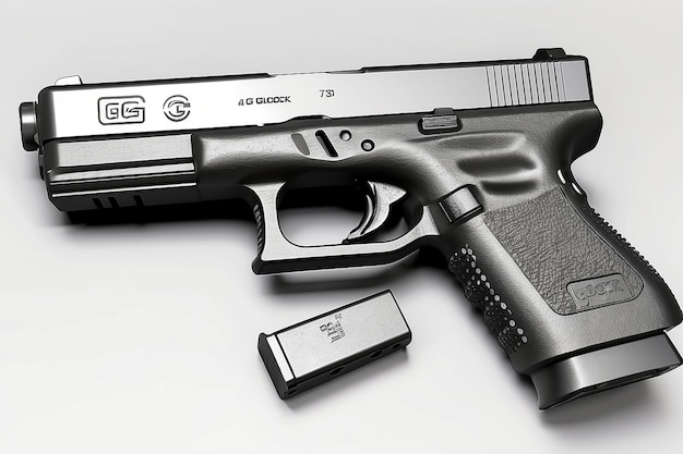 Pistolet Glock 19 Gen 4 model 3d na białym tle