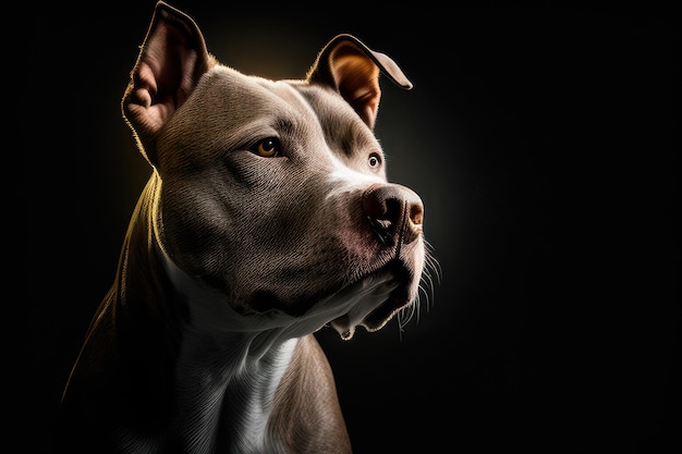 pit bull zbliżenie z oświetleniem w tle