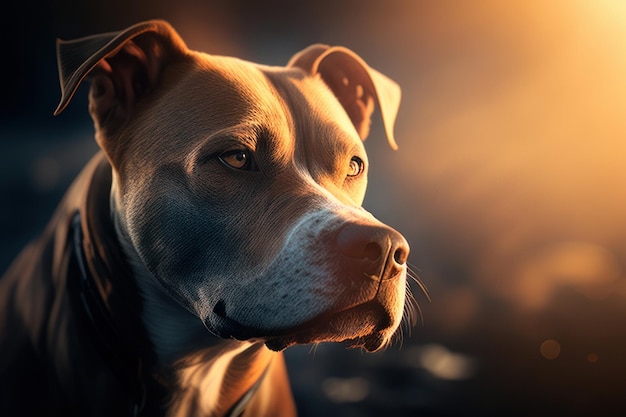 pit bull zbliżenie z oświetleniem w tle