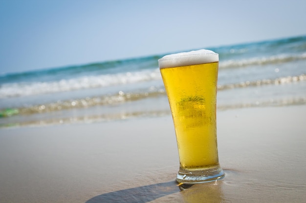 Piwo na piaszczystej plaży