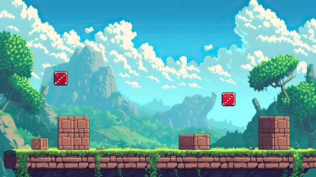 Pixel platformer Styl ulepszeń walkthrough sprzedaż programowanie ruch przeszkód poziom skakania zagadka gra komputer konsola rozgrywka gamedev klawiatura postać generowana przez AI