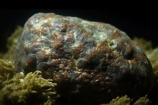 Zdjęcie piypite to rzadki szlachetny kamień naturalny na czarnym tle wygenerowany przez sztuczną inteligencję.
