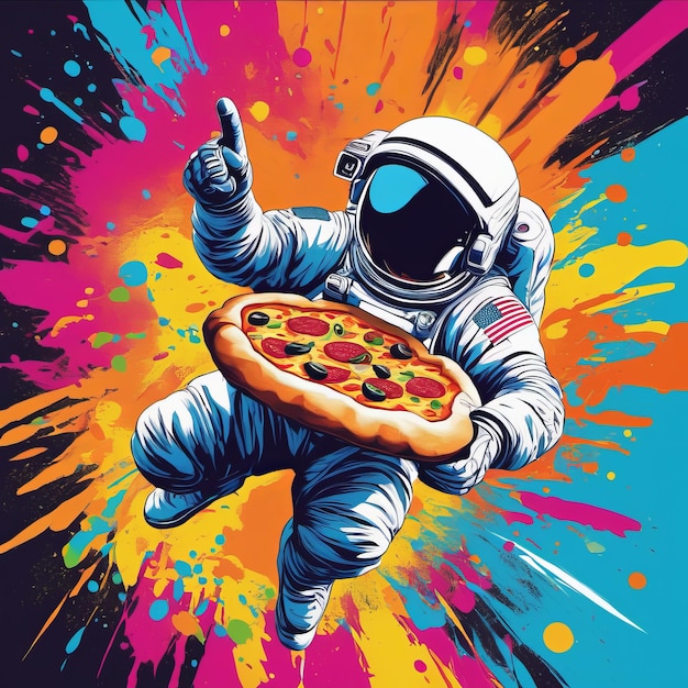 Pizza astronautów w kosmosie stworzona za pomocą generatywnego oprogramowania AI