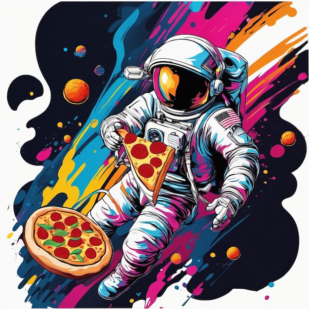 Pizza astronautów w kosmosie stworzona za pomocą generatywnego oprogramowania AI