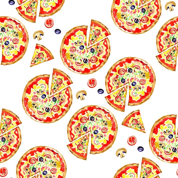 Pizza bezszwowy wzór Tło ilustracja na białym tle