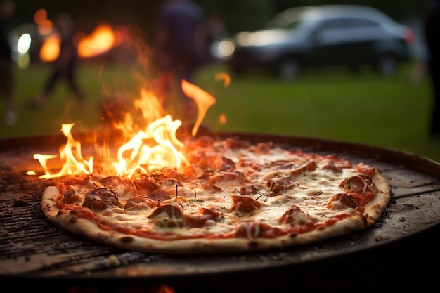 Zdjęcie pizza gotowana na firmowym pikniku najlepsza fotografia pizzy