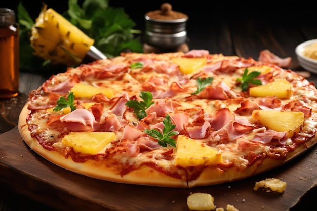 Pizza Hawajska z Plasterkami Ananasa i Szynki