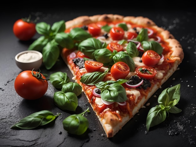 Pizza krojona z pomidorami mozzarella i bazylią