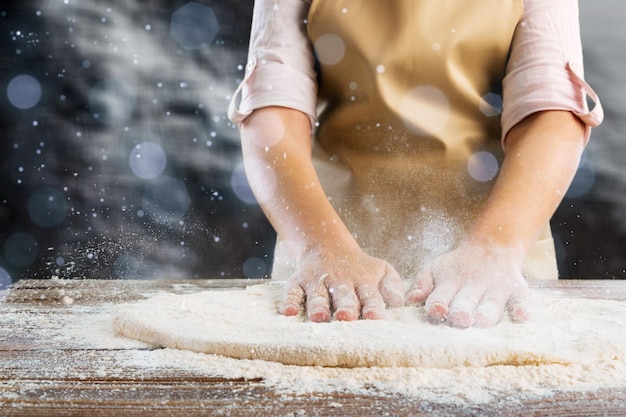 Pizza Making Piekarnia Ciasto Mąka Szefa Kuchni świeża