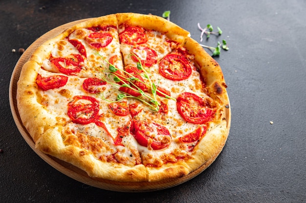 Pizza Margarita Pomidor Ser Mozzarella Sos Pomidorowy Ciasto Włoskie Jedzenie świeże Wegetariańskie Jedzenie