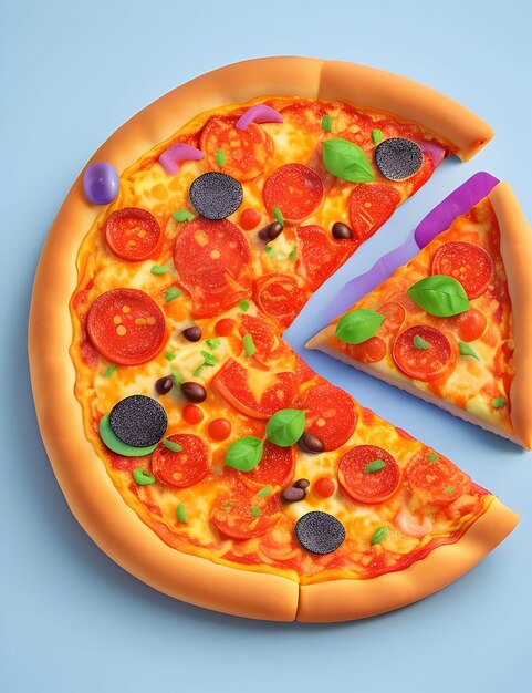 pizza maskotka ilustracja 3D generatywna AI