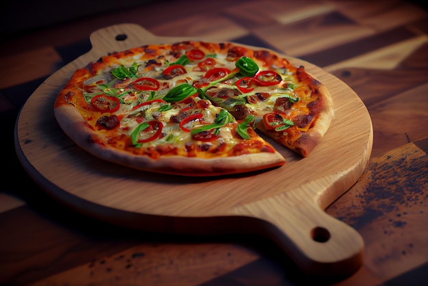 Pizza na desce Ilustracja Generatywna AI