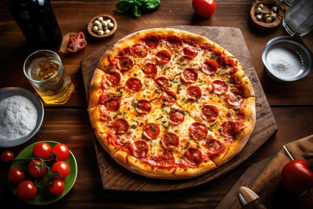 pizza na kuchennym stole profesjonalna fotografia reklamowa żywności