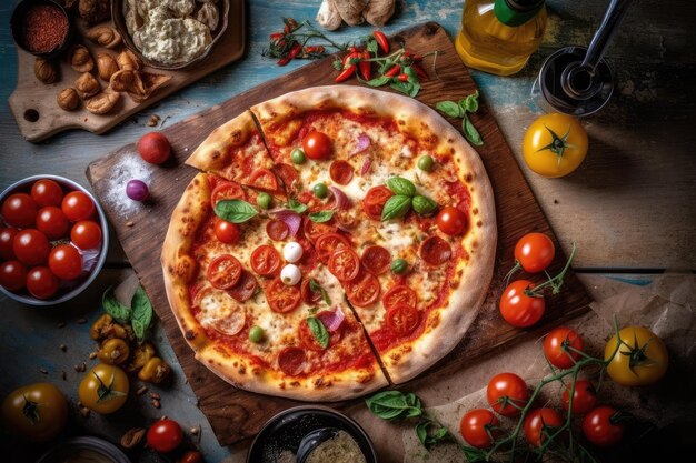 pizza na kuchennym stole profesjonalna fotografia reklamowa żywności