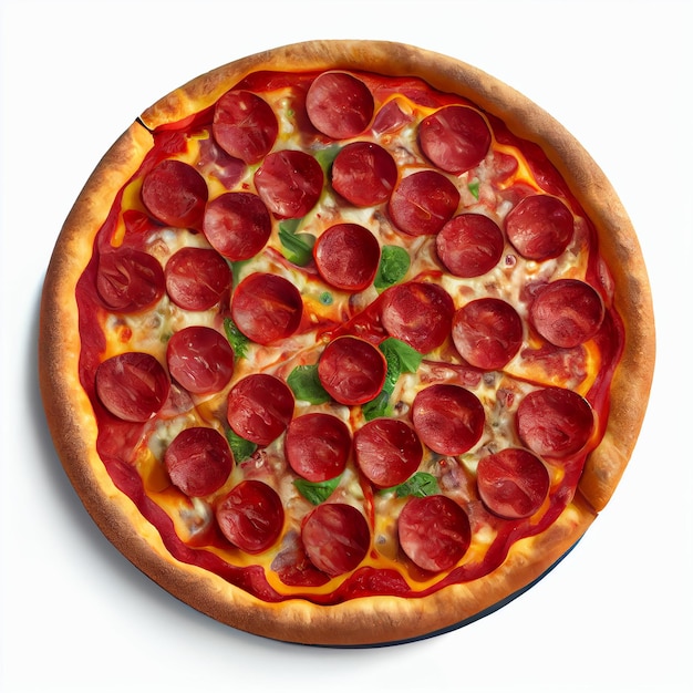 Pizza pepperoni na białym tle Ilustracja Generatywna sztuczna inteligencja