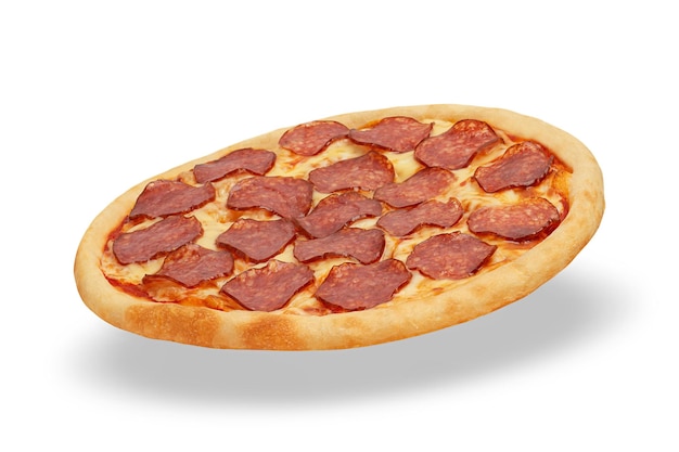 Pizza Pepperoni na białym tle Widok z boku