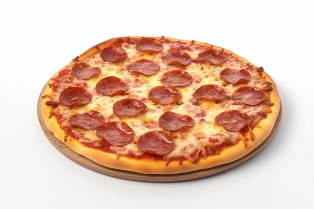 Pizza pepperoni na drewnianym talerzu