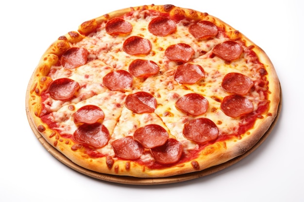 Pizza Pepperoni świeża i autentyczna na zdjęciu na białym tle