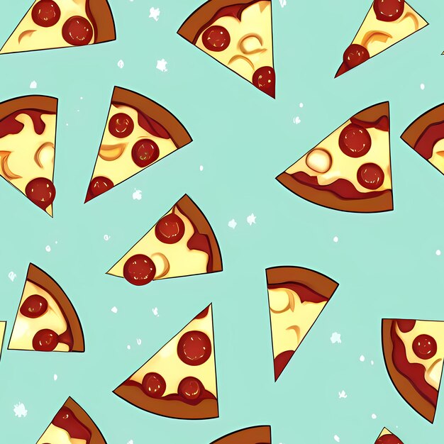 Pizza Seamless Repeat Pattern dla dzieci projektuje kaktusy rośliny nadruk na tkaninie projekt powierzchni opakowania słodkie Generative AI