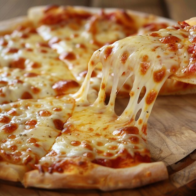 pizza z serem i kawałkiem pizzy na niej