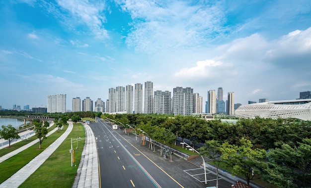 Plac miejski Nanjing CBD i krajobraz architektoniczny