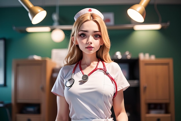 Placówka medyczna tapeta ilustracja tło pielęgniarka szpitalna młody lekarz